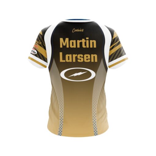 Storm Martin Larsen Gold Blue CoolWick Bowling Jersey - Image 2