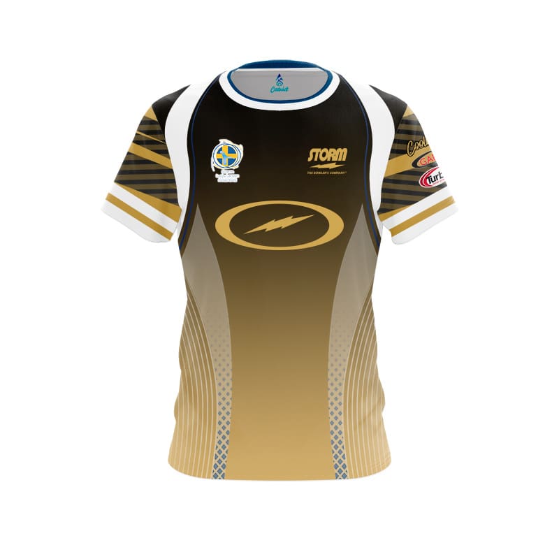 Storm Martin Larsen Gold Blue CoolWick Bowling Jersey
