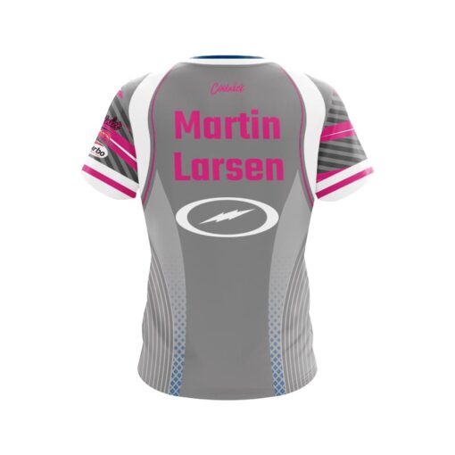Storm Martin Larsen Grey Pink CoolWick Bowling Jersey - Image 2