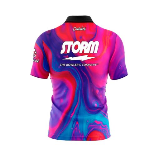 Storm Messenger Quick Ship CoolWick Sash Zip Bowling Jersey - Image 2