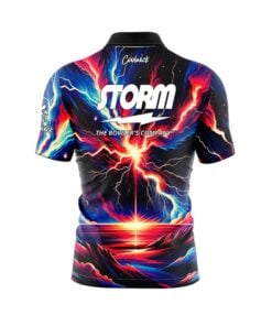 Alternative view of Storm Strikes Quick Ship CoolWick Sash Zip Bowling Jersey