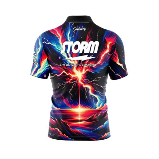 Storm Strikes Quick Ship CoolWick Sash Zip Bowling Jersey - Image 2