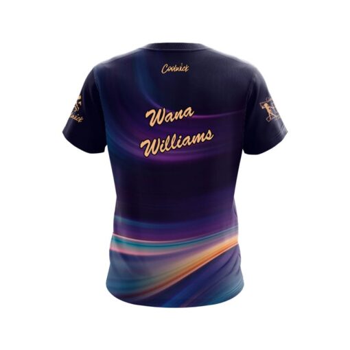 12Bagger Wana Williams Purple Blue Wave CoolWick Bowling Jersey - Image 2