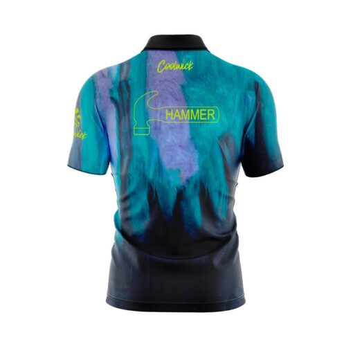 Hammer Raw Black Purple Teal Fast Track CoolWick Bowling Jersey - Image 2