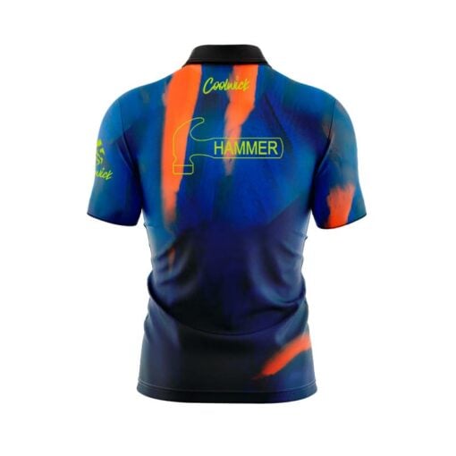 Hammer Raw Blue Black Orange Fast Track CoolWick Bowling Jersey - Image 2