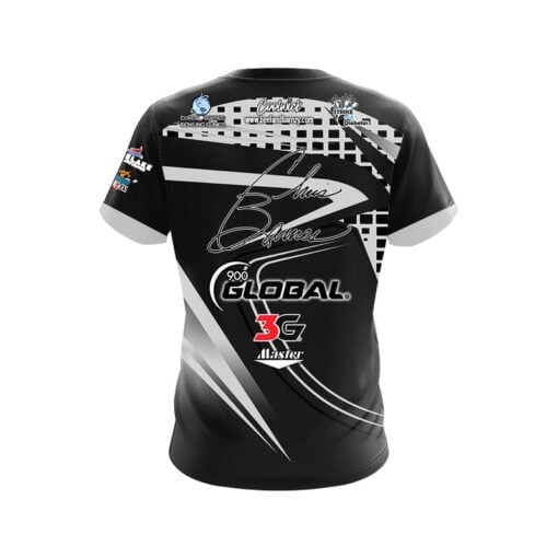 900 Global Chris Barnes Black Slash CoolWick Bowling Jersey - Image 2
