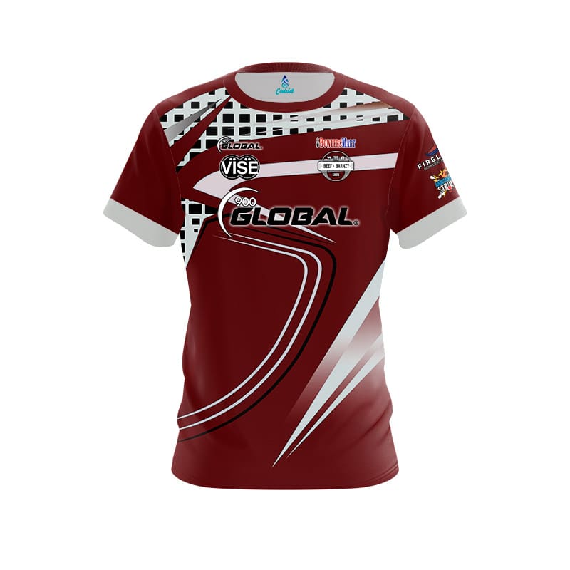 900 Global Chris Barnes Maroon Slash CoolWick Bowling Jersey