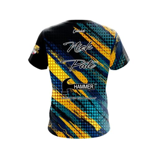 Hammer Nick Pate Blue Yellow Blitz CoolWick Bowling Jersey - Image 2