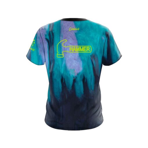 Hammer Raw Black Purple Teal CoolWick Bowling Jersey - Image 2