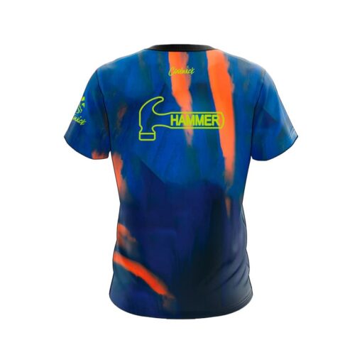 Hammer Raw Blue Black Orange CoolWick Bowling Jersey - Image 2
