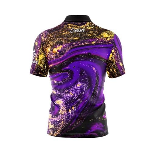 Purple Gold Liquid Marble Fast Track CoolWick Bowling Jersey - Image 2