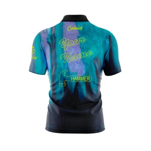 Hammer Raw Black Purple Teal Fast Track CoolWick Bowling Jersey - Image 3