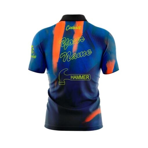 Hammer Raw Blue Black Orange Fast Track CoolWick Bowling Jersey - Image 3