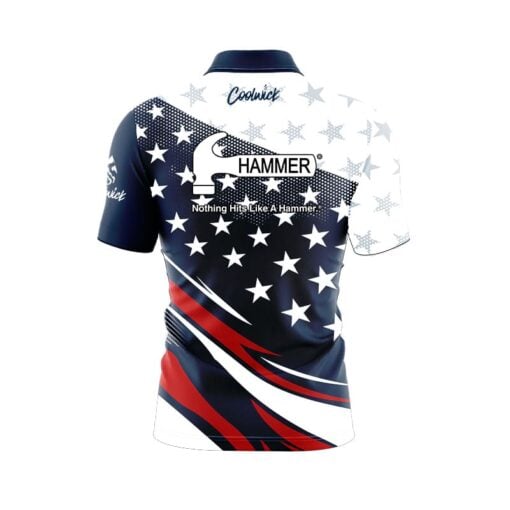 Hammer American Sport Wave Quick Ship CoolWick Sash Zip Bowling Jersey - Image 2