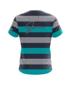 Alternative view of Storm Kelly Gaines Aqua Navy Stripes CoolWick Bowling Jersey