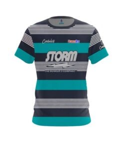 Storm Kelly Gaines Aqua Navy Stripes CoolWick Bowling Jersey
