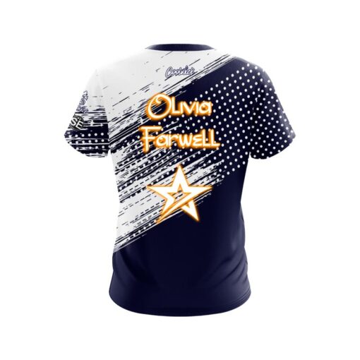 Roto Grip Olivia Farwell Navy Orange Grunge CoolWick Bowling Jersey - Image 2