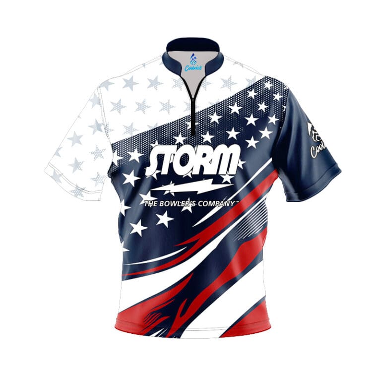 Storm American Sport Wave Quick Ship CoolWick Sash Zip Bowling Jersey