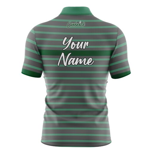 CoolWick Elite Stripe Green Grey Sash Zip Jersey - Image 2