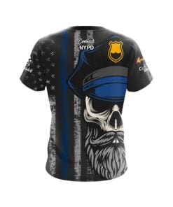 Alternative view of NYPD Cop Skull CoolWick Bowling Jersey