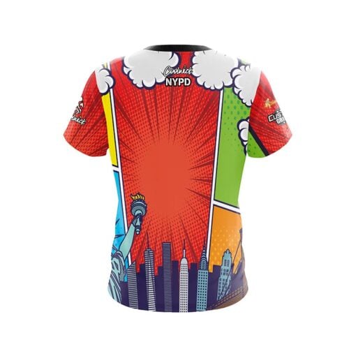NYPD Skyline Comic CoolWick Bowling Jersey - Image 2