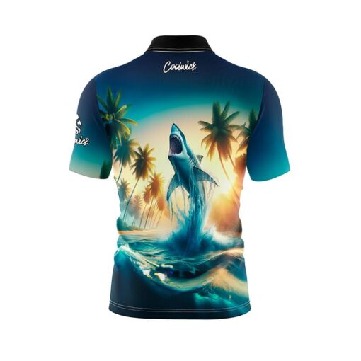 Palm Trees and Sharks Fast Track CoolWick Bowling Jersey - Image 2