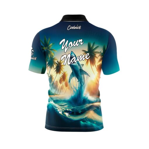 Palm Trees and Sharks Fast Track CoolWick Bowling Jersey - Image 3