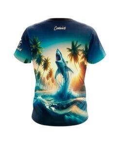 Alternative view of Palm Trees and Sharks CoolWick Bowling Jersey