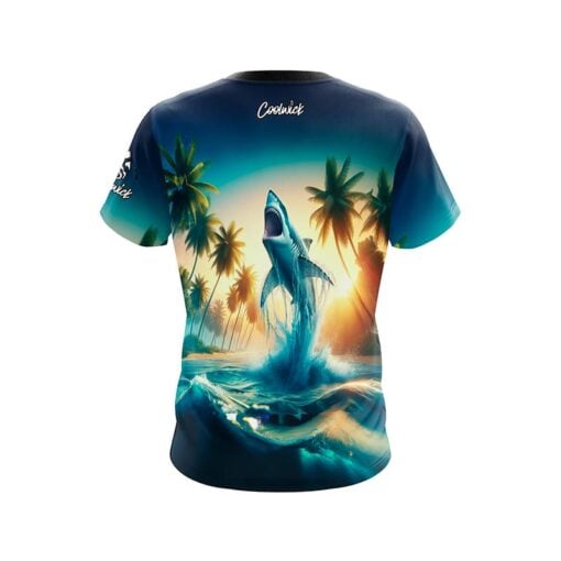 Palm Trees and Sharks CoolWick Bowling Jersey - Image 2