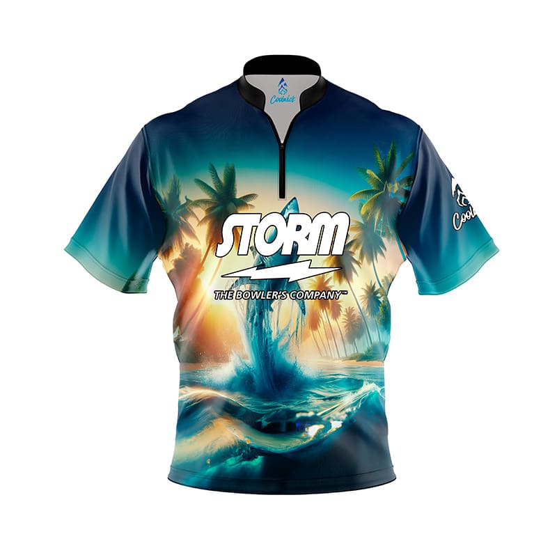 Palm Trees and Sharks Fast Track CoolWick Bowling Jersey
