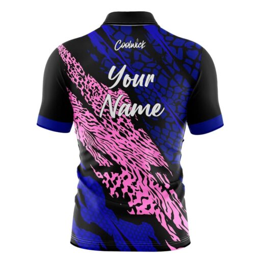 CoolWick Elite Blue Pink Tiger Sash Zip Jersey - Image 2