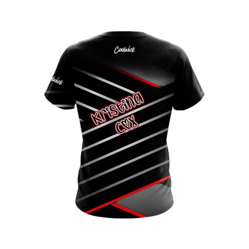 Roto Grip Kristina Cox Silver Red Stripes CoolWick Bowling Jersey - Image 2