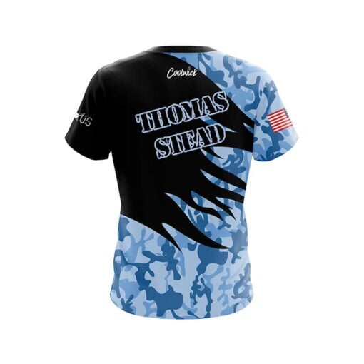 Roto Grip Thomas Stead Always in Service Blue Tiger CoolWick Bowling Jersey - Image 2