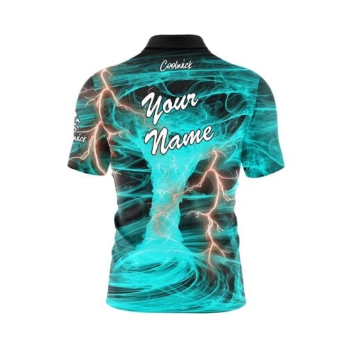 Electrical Tornado Teal Fast Track CoolWick Bowling Jersey - Image 3
