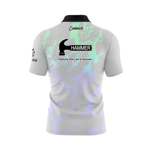 Hammer Grey Graffiti Quick Ship CoolWick Sash Zip Bowling Jersey - Image 2