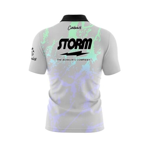 Storm Grey Graffiti Quick Ship CoolWick Sash Zip Bowling Jersey - Image 2