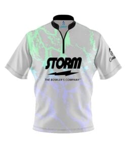 Storm Grey Graffiti Quick Ship CoolWick Sash Zip Bowling Jersey