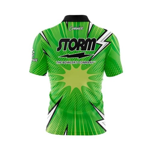 Storm Pow Comic Quick Ship CoolWick Sash Zip Bowling Jersey - Image 2