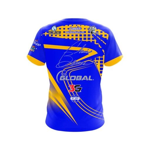 900 Global Chris Barnes Blue Yellow Slash CoolWick Bowling Jersey - Image 2