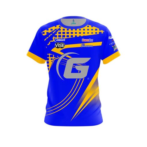900 Global Chris Barnes Blue Yellow Slash CoolWick Bowling Jersey