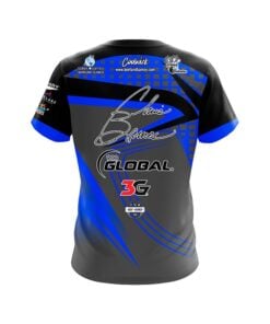 Alternative view of 900 Global Chris Barnes Grey Blue Slash CoolWick Bowling Jersey
