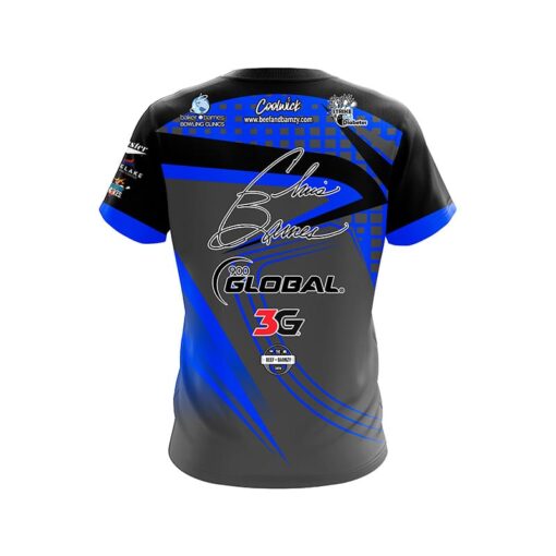 900 Global Chris Barnes Grey Blue Slash CoolWick Bowling Jersey - Image 2