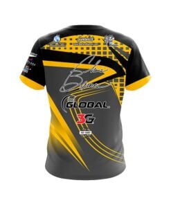 Alternative view of 900 Global Chris Barnes Grey Yellow Slash CoolWick Bowling Jersey