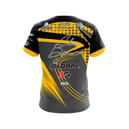 900 Global Chris Barnes Grey Yellow Slash CoolWick Bowling Jersey - Image 2