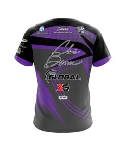 Alternative view of 900 Global Chris Barnes Grey Purple Slash CoolWick Bowling Jersey