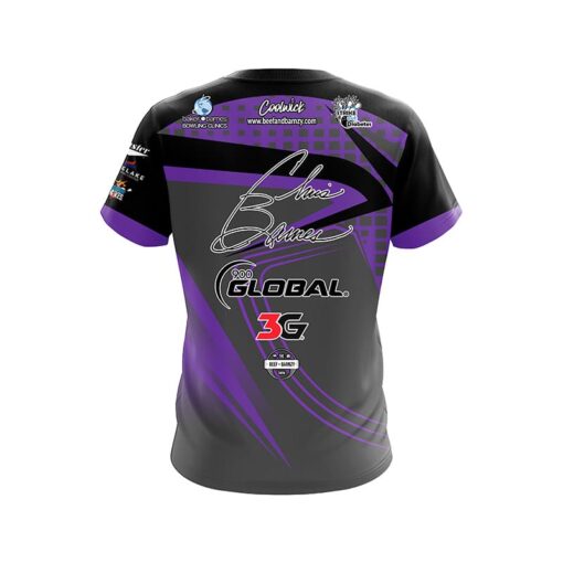 900 Global Chris Barnes Grey Purple Slash CoolWick Bowling Jersey - Image 2
