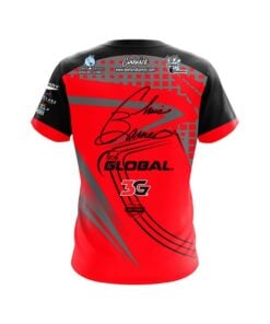 Alternative view of 900 Global Chris Barnes Red Grey Slash CoolWick Bowling Jersey