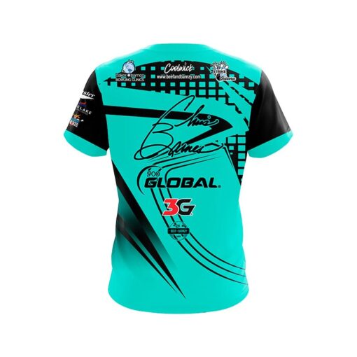 900 Global Chris Barnes Turquoise Slash CoolWick Bowling Jersey - Image 2