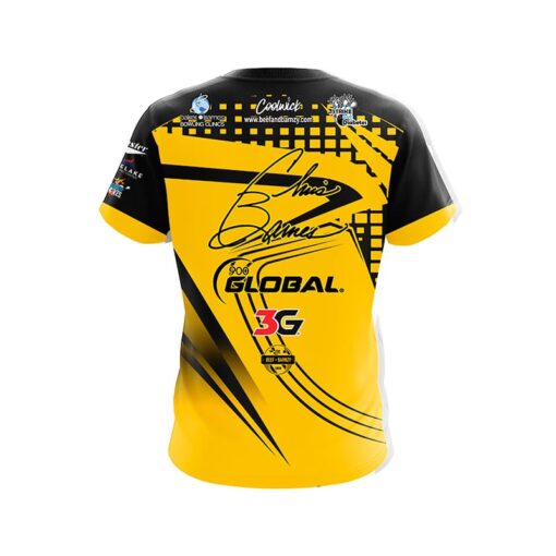 900 Global Chris Barnes Yellow Black Slash CoolWick Bowling Jersey - Image 2