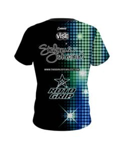 Alternative view of Stefanie Johnson Roto Grip Blue Teal Sparkle CoolWick Bowling Jersey